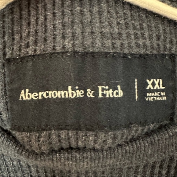 Abercrombie & Fitch Men’s Long Sleeve Dark Grey Waffle Knit Sweater Sz XXL GUC - Picture 5 of 8